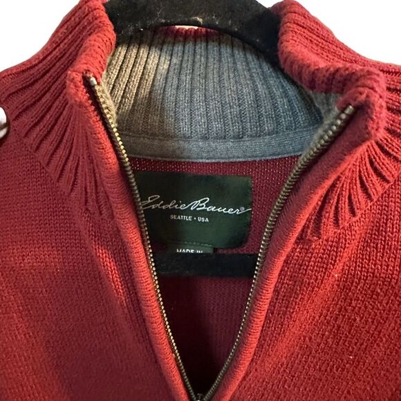Eddie Bauer Men’s 1/4 Zip Pullover Dark Red Sweater. Mock Turtleneck. Size XL - Picture 5 of 7